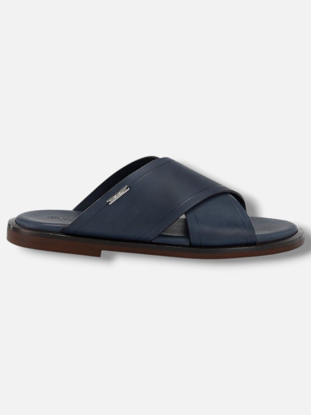 Loro Piana Men's Blue Crossed Slide Sandals Size EU:38 US:5